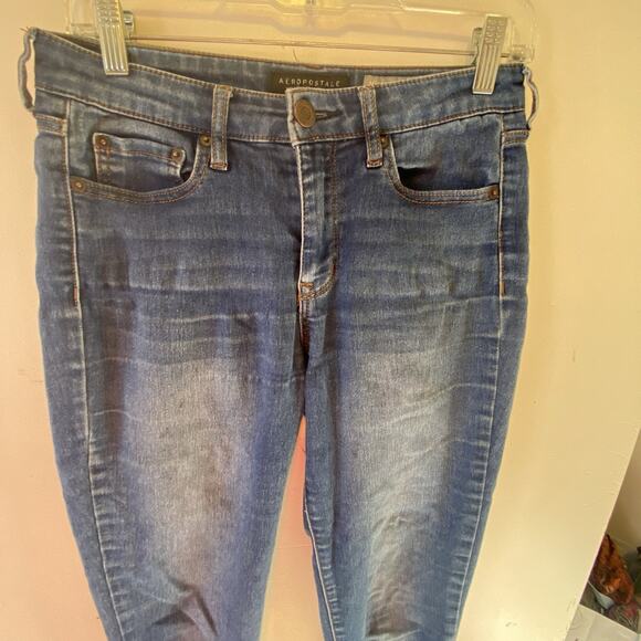 Y2K Women's Aeropostale High Waisted Jeggings Size 4 Regular Medium Blue Stretch - Picture 6 of 9